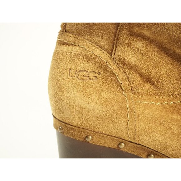 Ugg Amoret Leather Suede Sheepskin Lined Chunky Heel Boots, Size 8 (US) - Picture 4 of 8